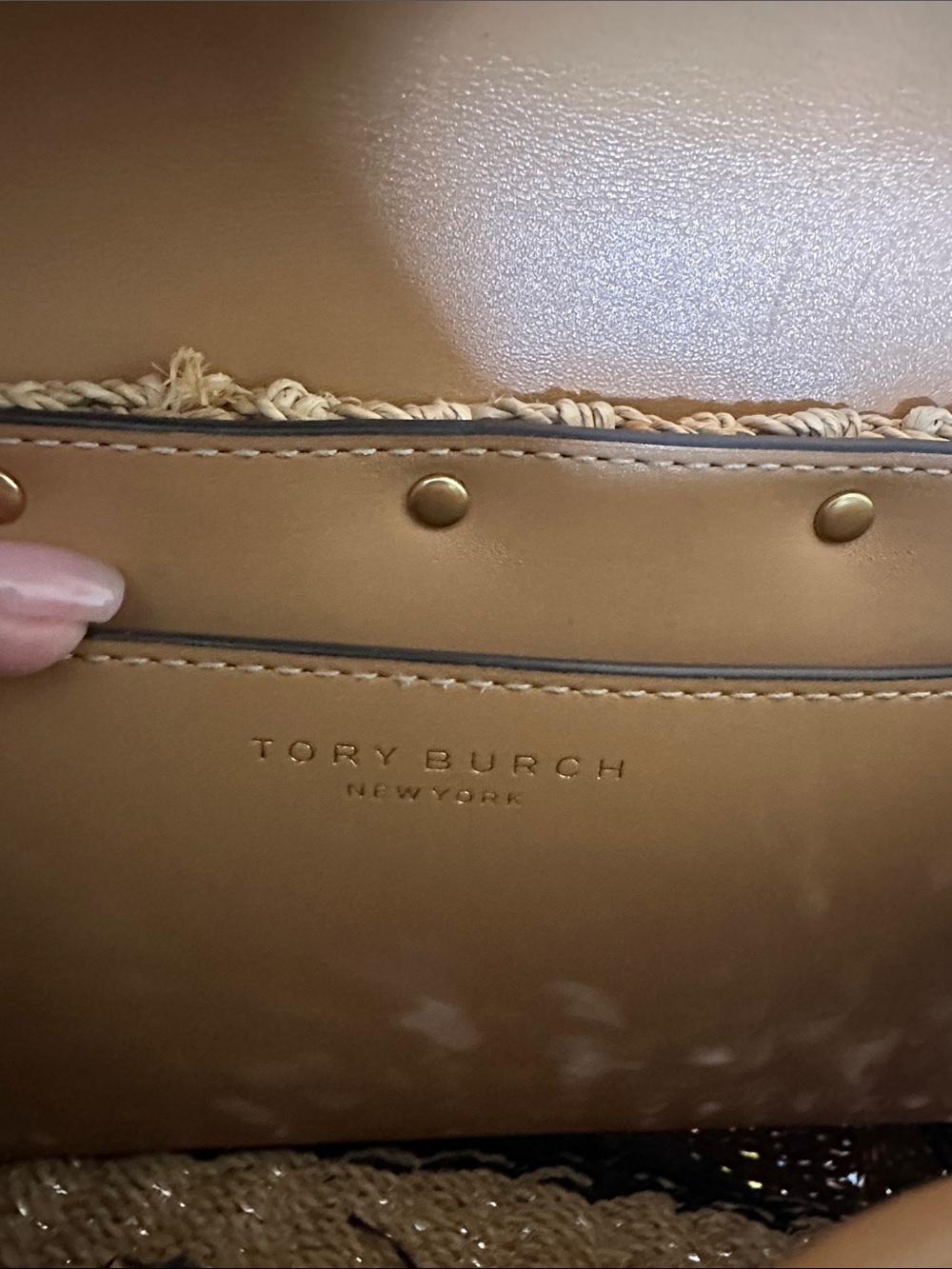 Tory Burch Tan and Brown Woven Logo Crossbody Bag - Picture 3 of 5